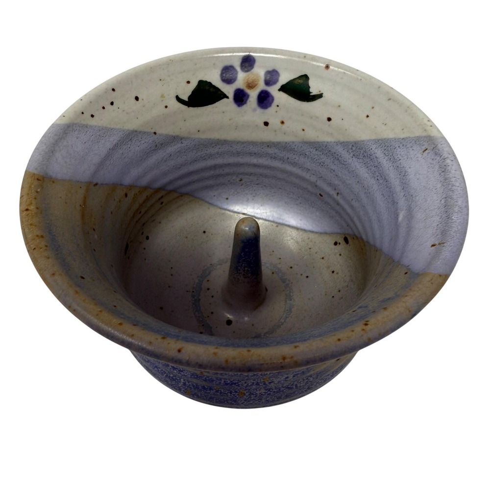 Vintage Stoneware Pottery Apple Baker Handmade Baking Dish Lavender Floral